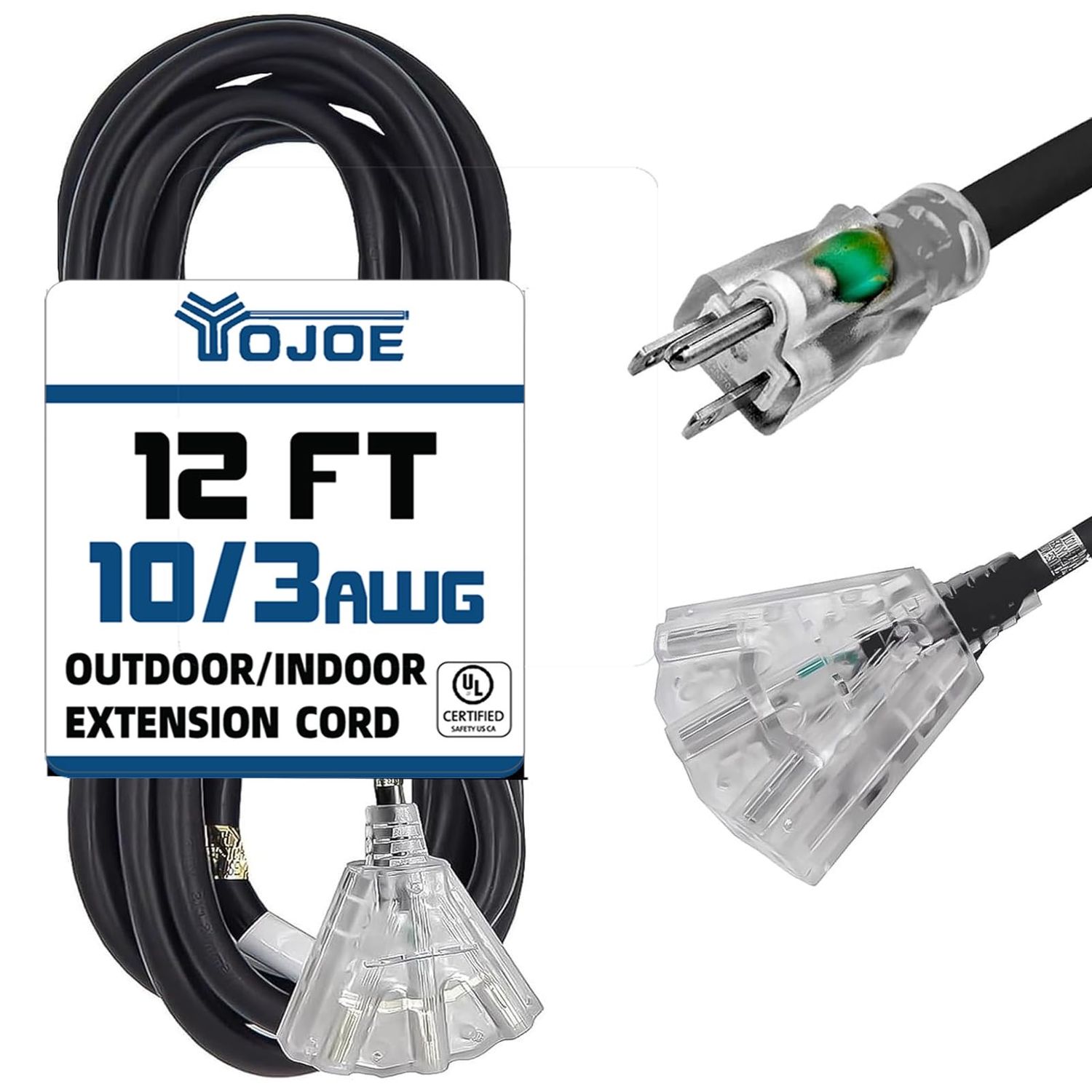 NEW 3 Outlet Indoor / Outdoor Extension Cord - White