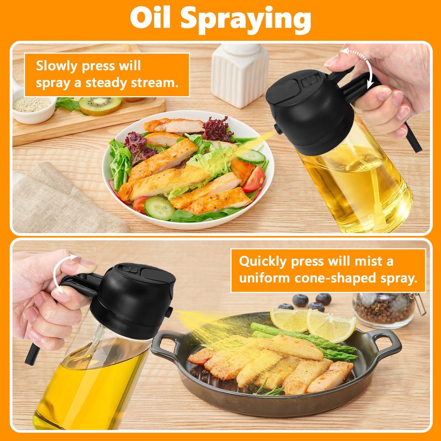 NEW 2 in 1 Oil Dispenser and Sprayer Bottle