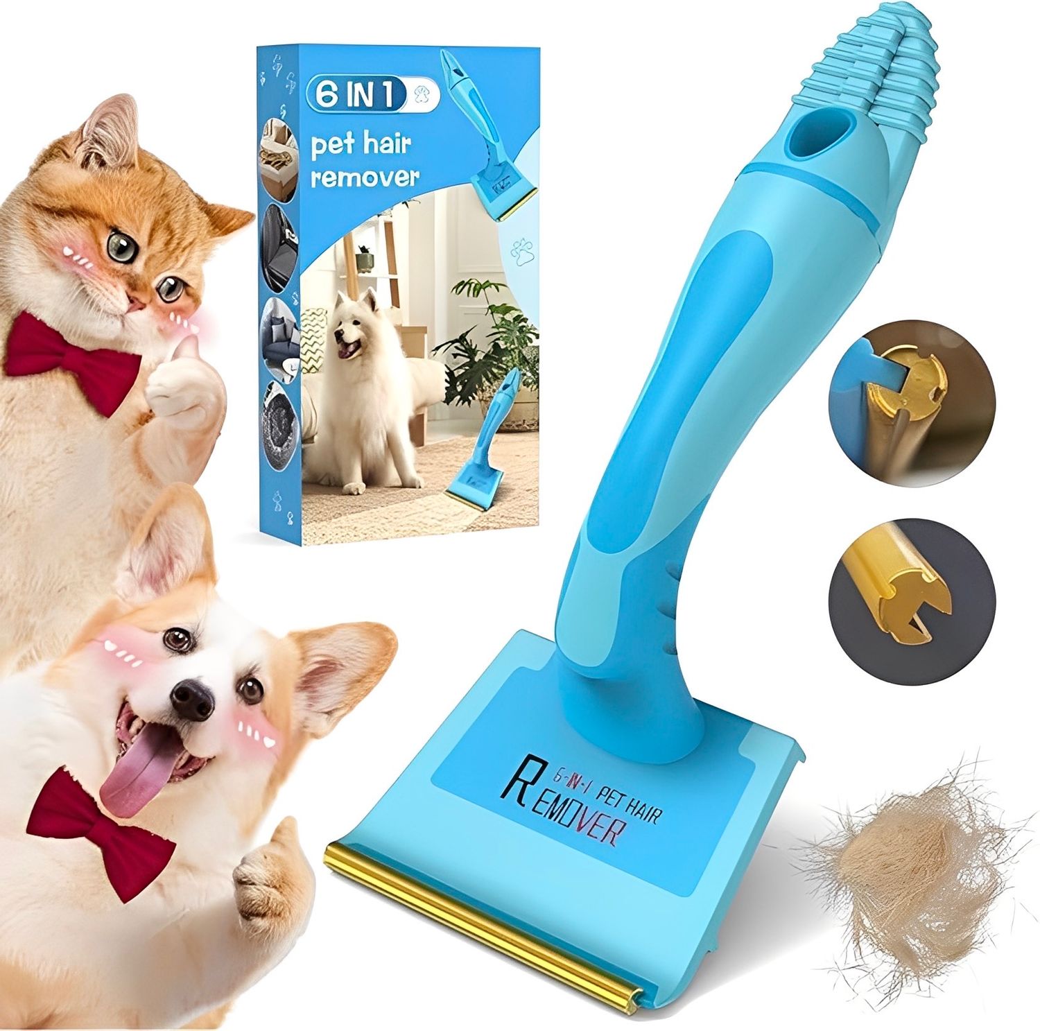 NEW 6 in 1 Pet Hair Remover Scraper
