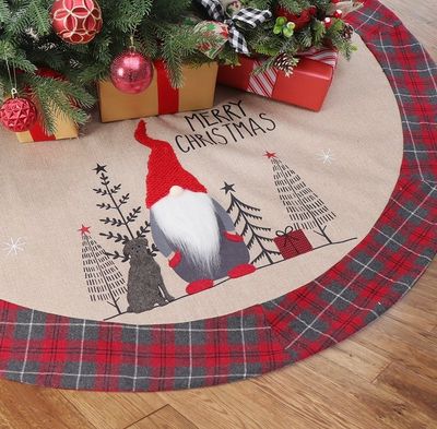 NEW Burlap Christmas Gnome Tree Skirt NEW Burlap Christmas Gnome Tree Skirt