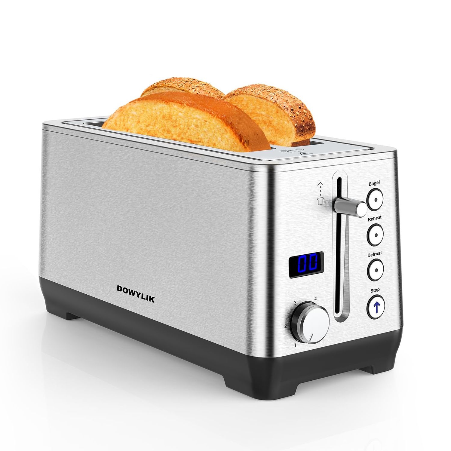 NEW 4 Slice Extra Wide &amp; Long Slot Toaster 6 Settings