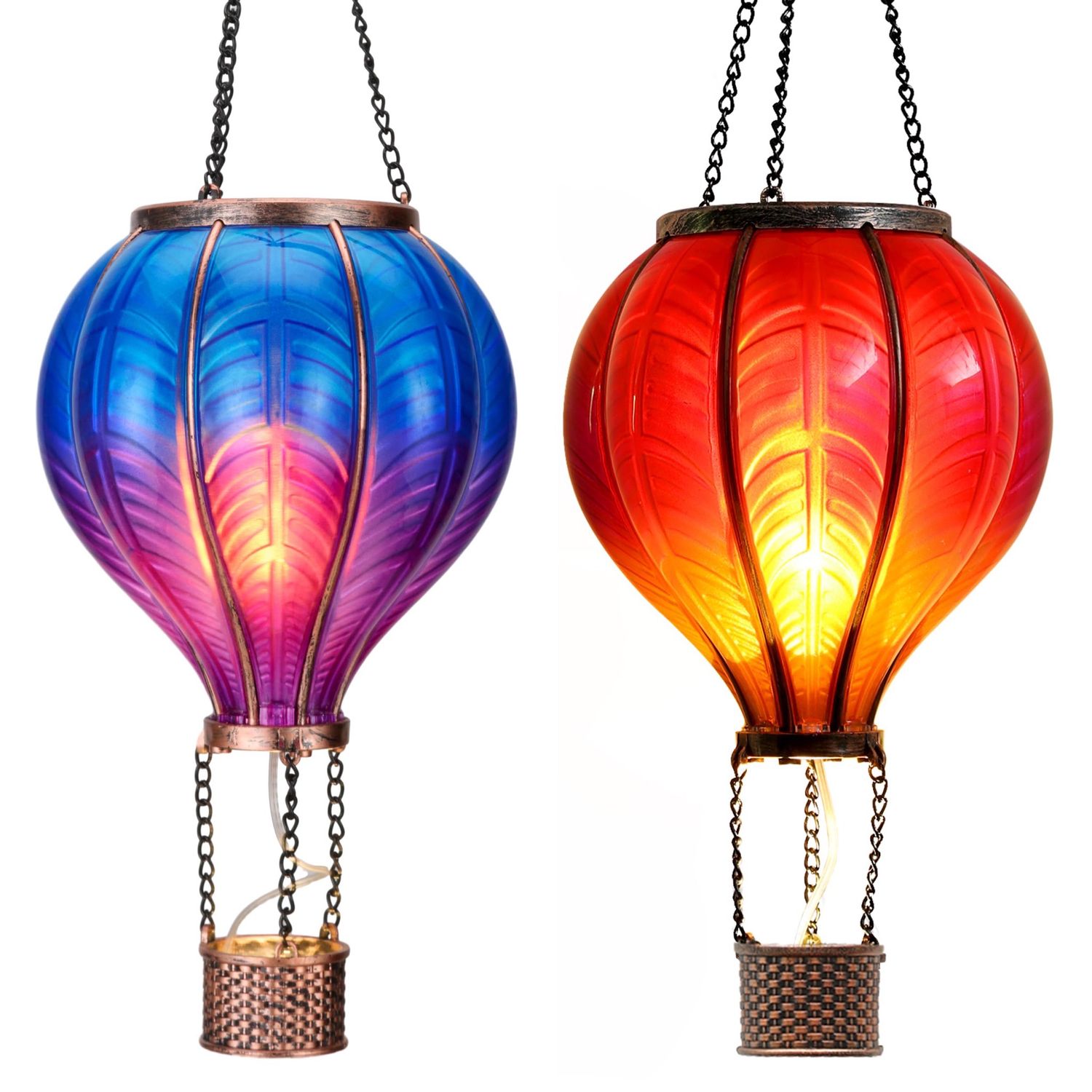 NEW 2 Pack Hanging Solar “Hot Air Balloon”Lanterns