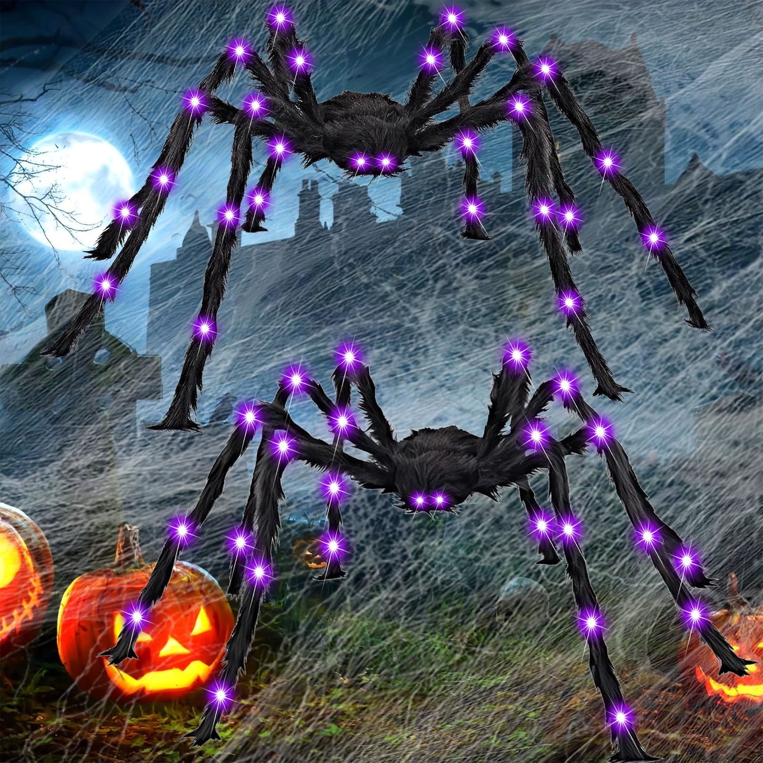 NEW 2 Halloween Spider Decorations 4.9Ft