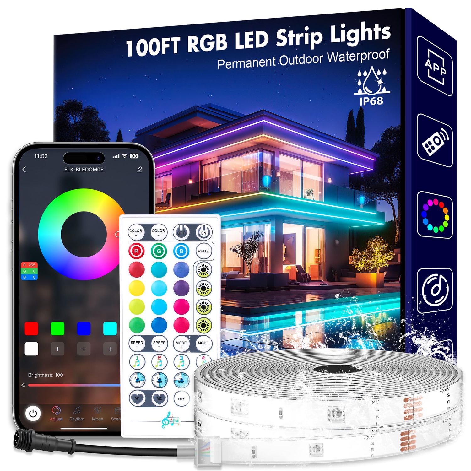 NEW 100ft Outdoor Led Strip Lights Waterproof