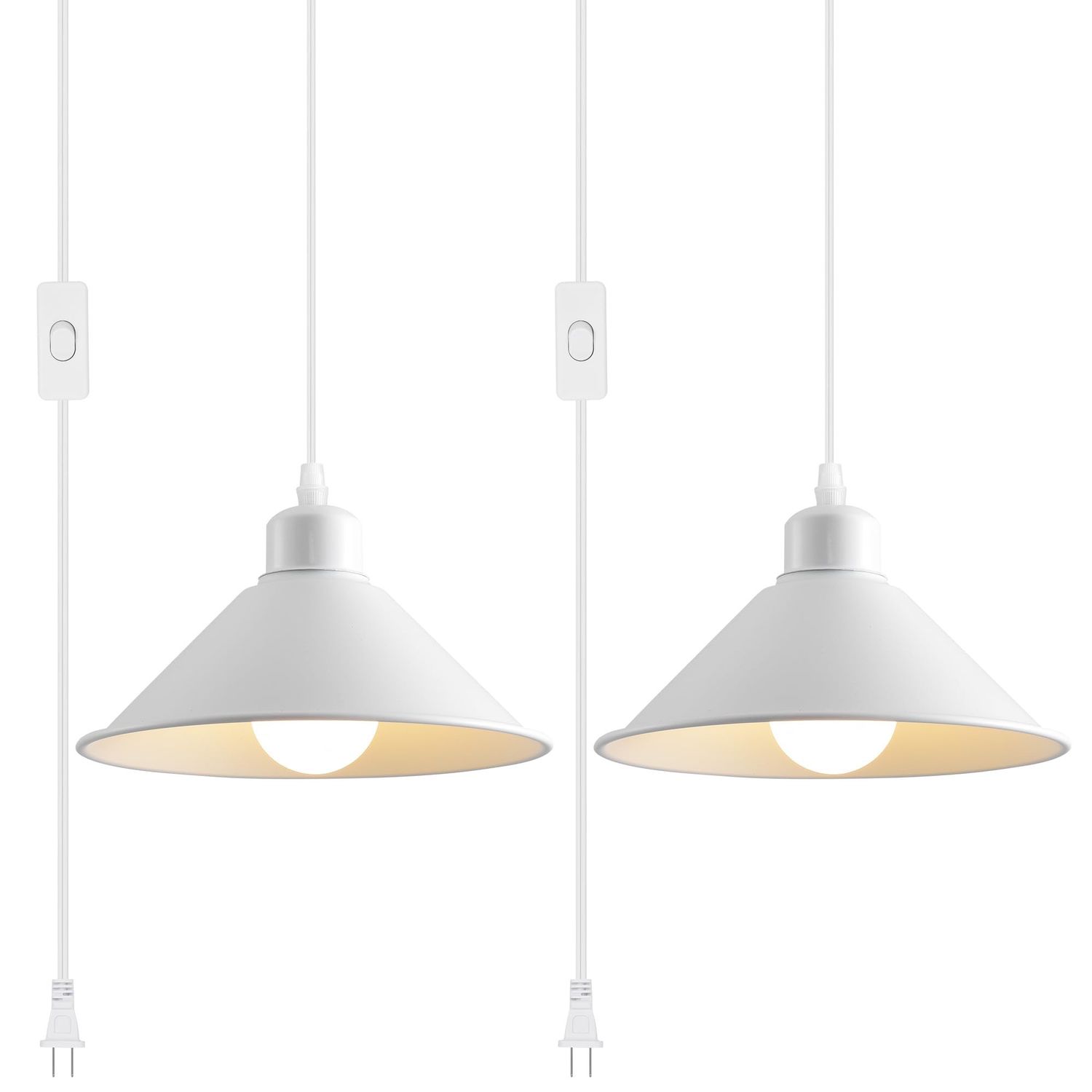 NEW 2 Plug in Pendant Ceiling Lights White
