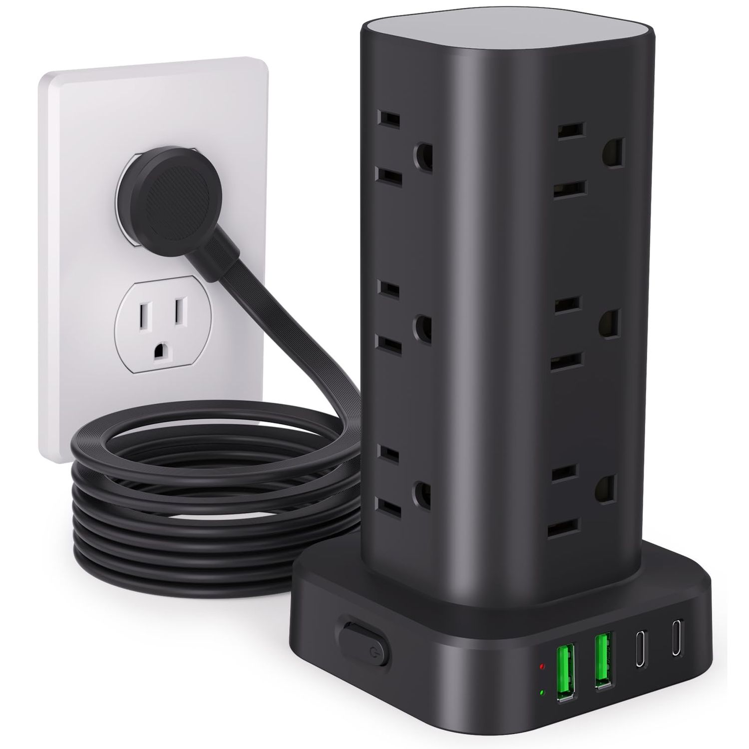 NEW Power Tower Strip 12 Outlets, 4 USB, 2 USB C