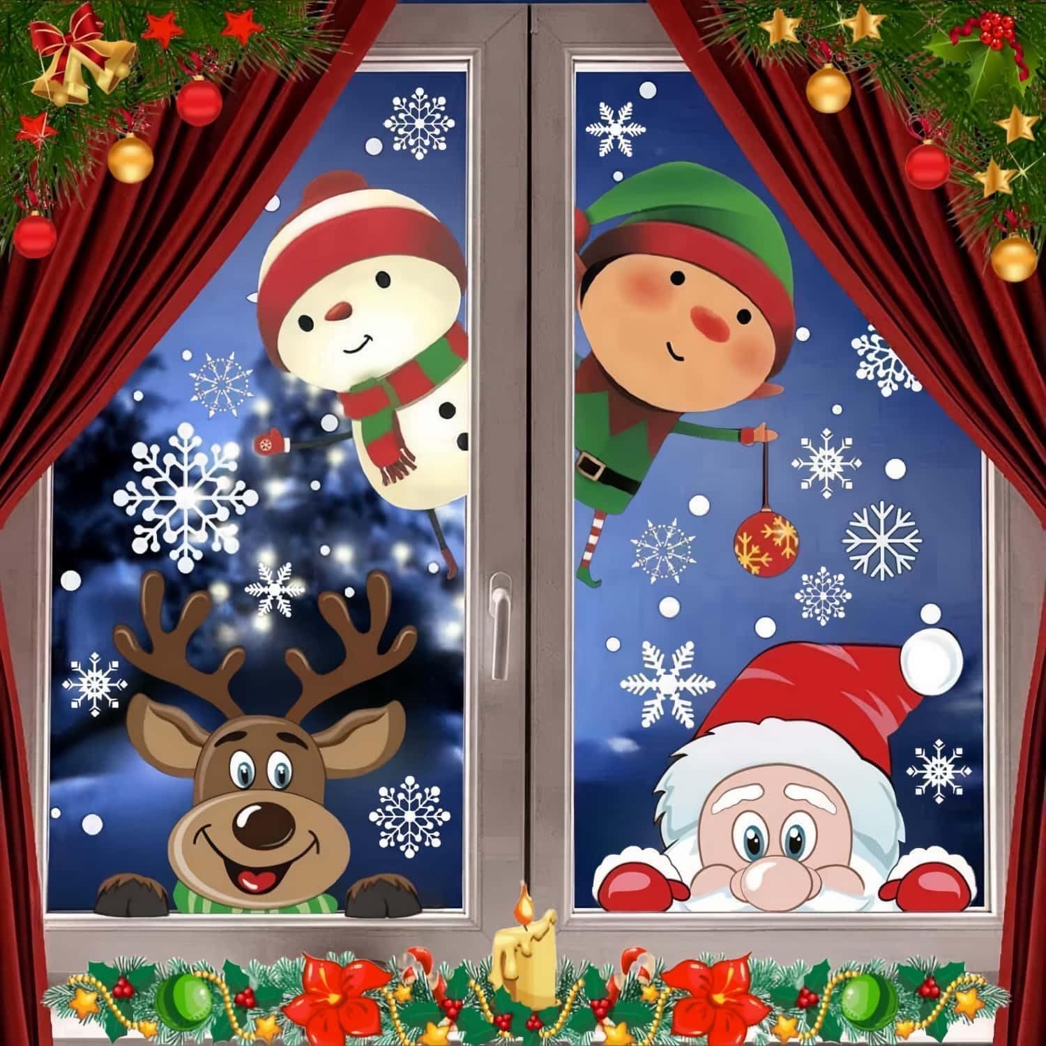 NEW 8 Pack Christmas Window Clings Decorations