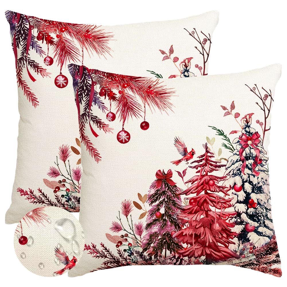 NEW 2 Pack Christmas Cardinal Pillow Covers 18x18