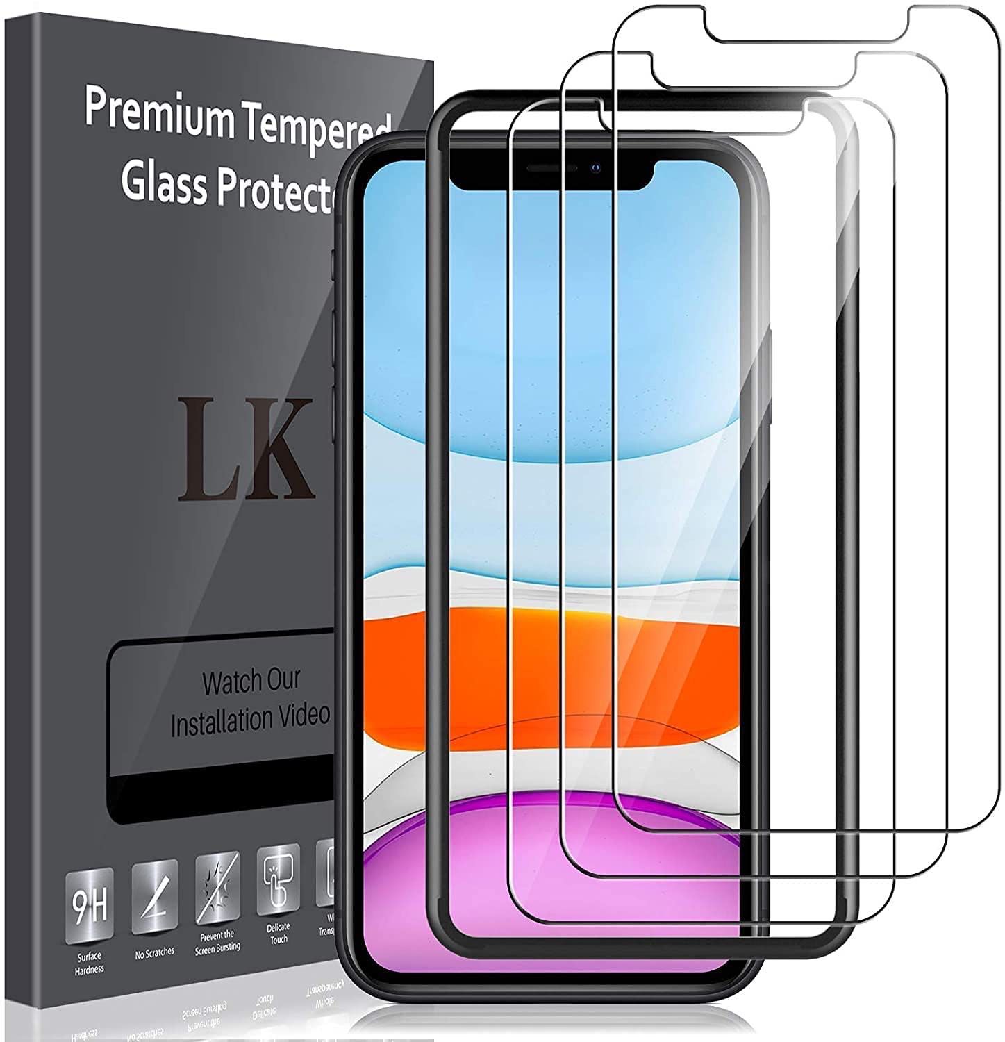NEW 3pk Glass Screen Protectors for iPhone 11 &amp; XR