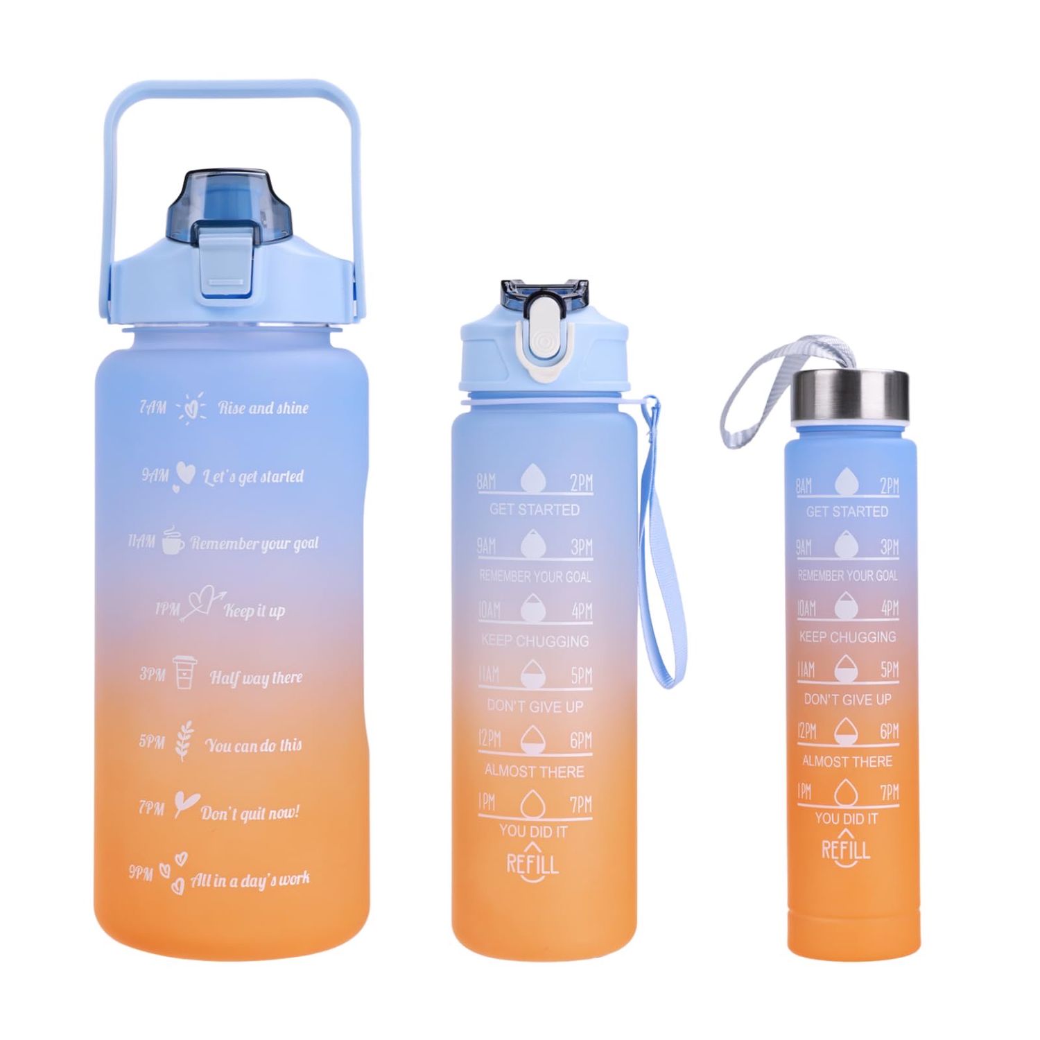 NEW 3pk Motivational Leakproof Water Bottles Set
