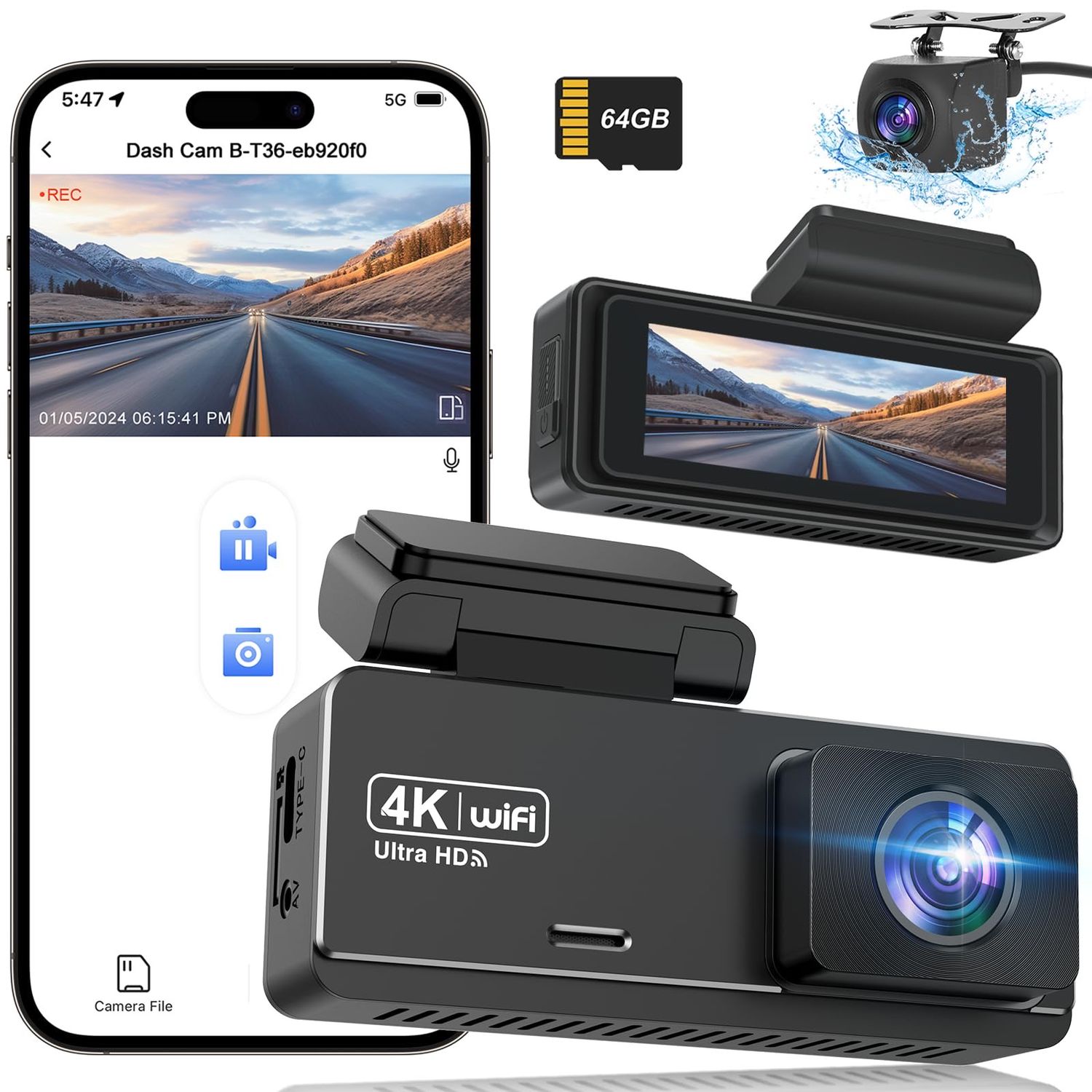 NEW 4K Front &amp; Rear Dash Camera