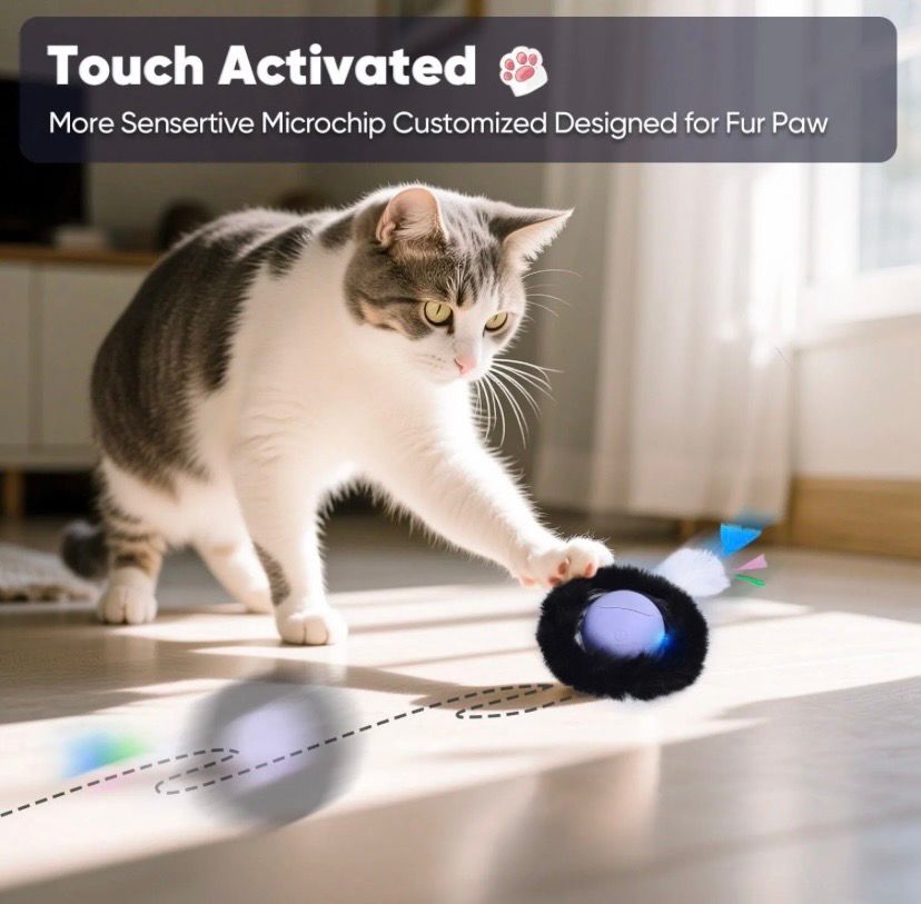 NEW Rolling &amp; Chirping Cat Toy