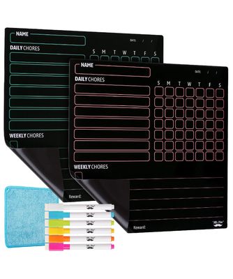 NEW 2 Pack Magnetic Dry Eraser Chore Board