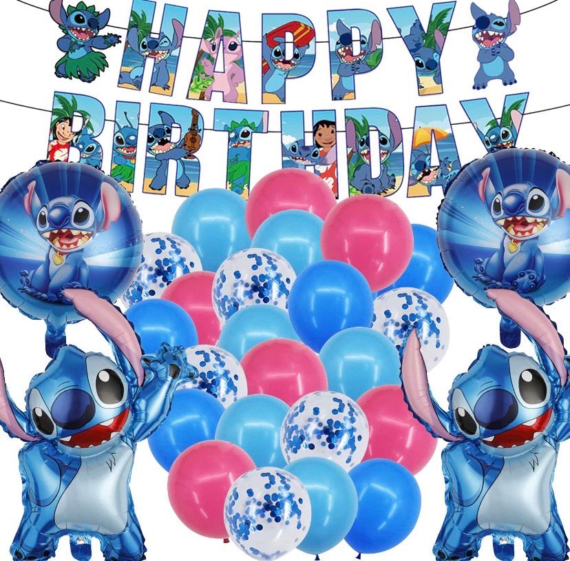 NEW 53pc Stitch Happy Birthday Balloon Decoration Set