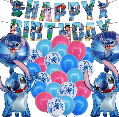 NEW 53pc Stitch Happy Birthday Balloon Decoration Set