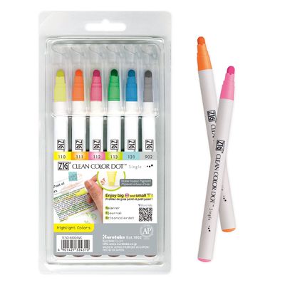 NEW 6 Pack Zig Clean Colour Dot Markers