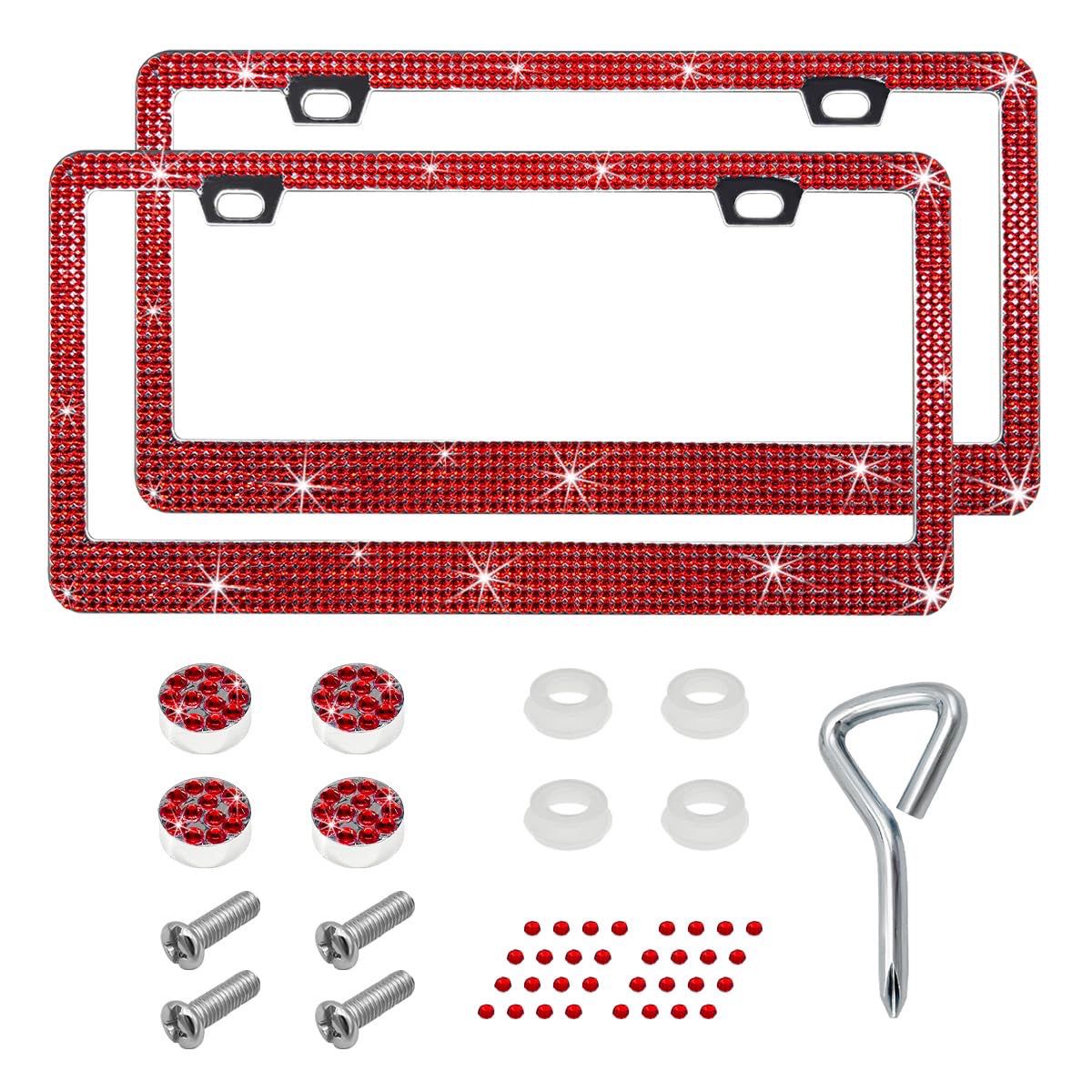 NEW 2 Pack Sparkly Rhinestone Licence Plate Frame