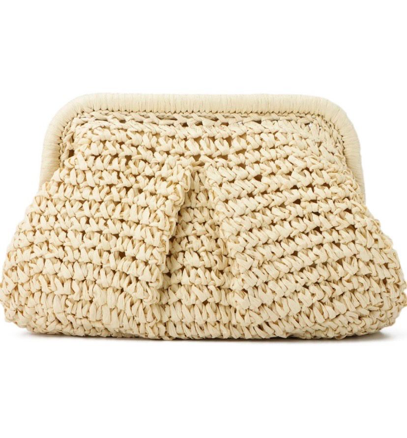NEW Wicker Straw Clutch Crossbody Purse