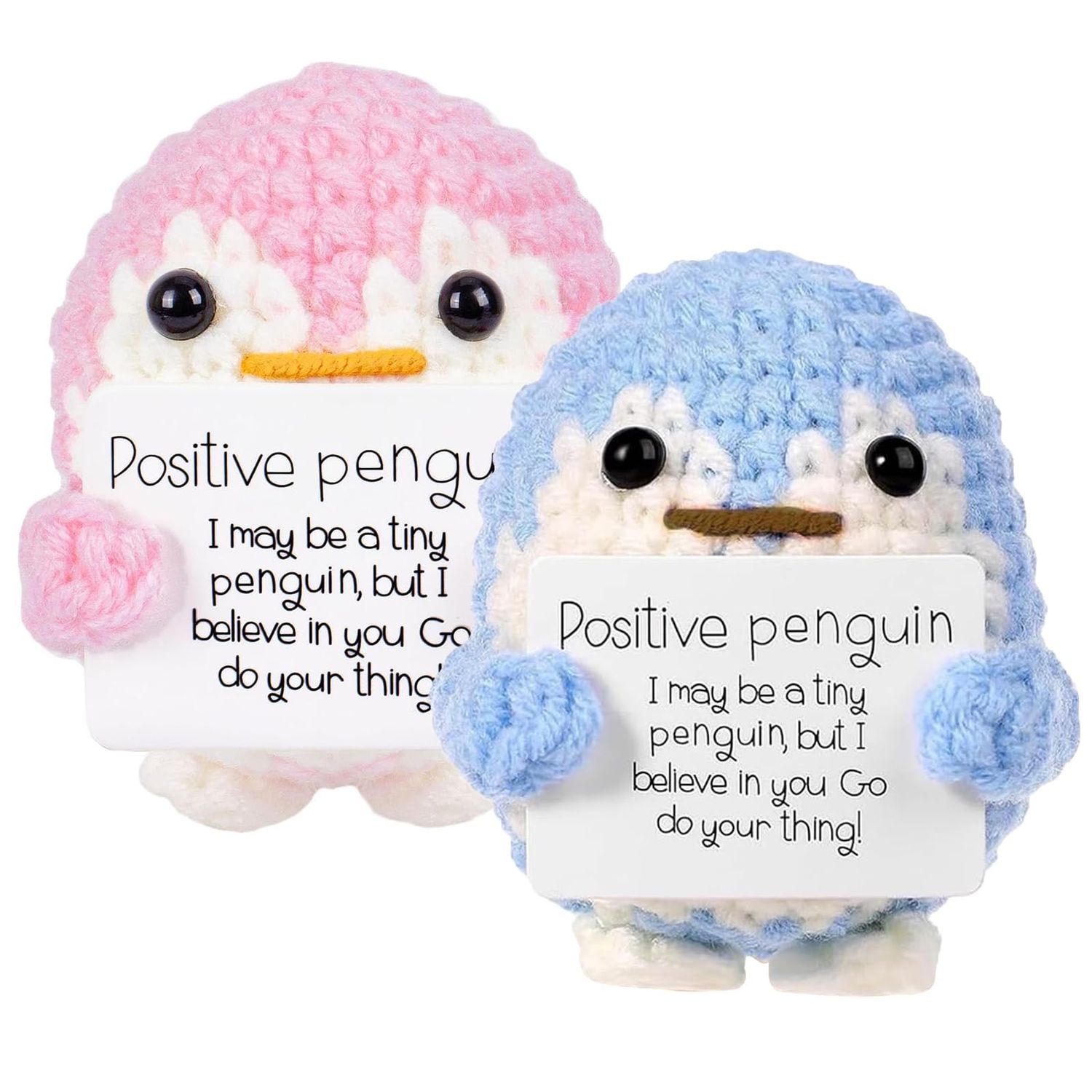 NEW 2 Pack Cute “Positive Penguins” Knit Plush