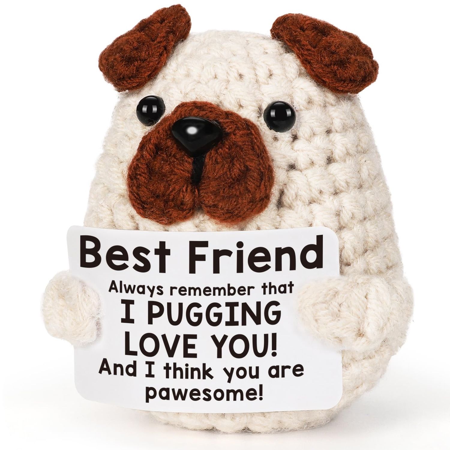 NEW Best Friend Crochet Animal Pug Gift