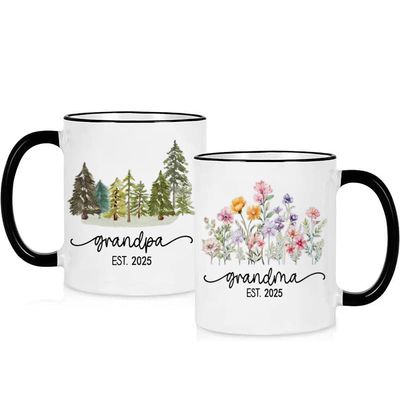 NEW 2pk Grandma &amp; Grandpa Grandparents Mug Set