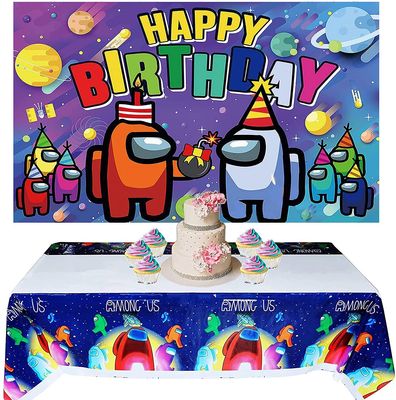 NEW Among Us Birthday Party Banner &amp; Tablecloth Decoration Set