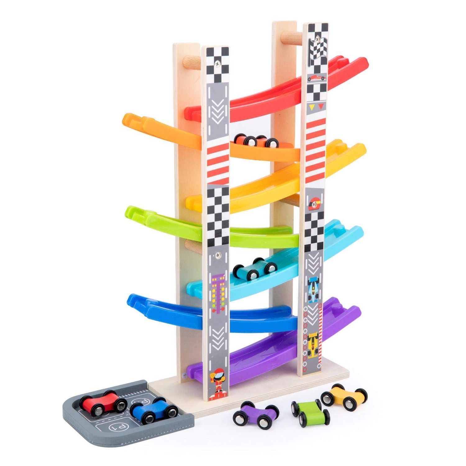 NEW Wooden Car Ramp Track Montessori Toy