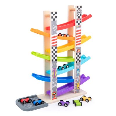 NEW Wooden Car Ramp Track Montessori Toy