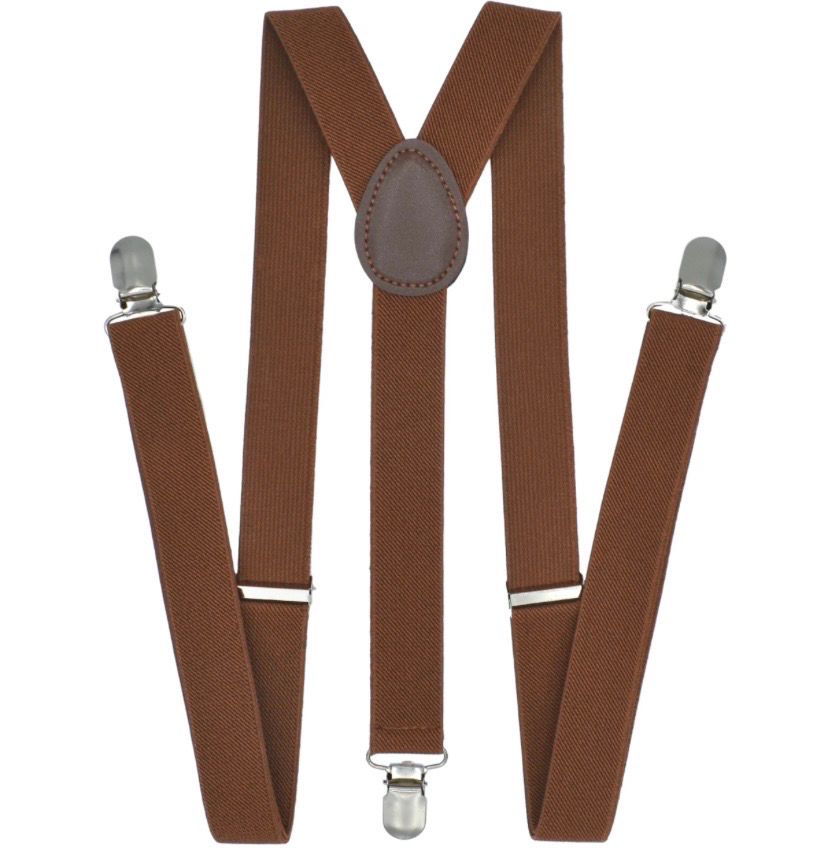 NEW Mens Adjustable Elastic Suspenders Brown