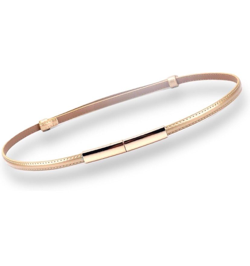 NEW Womens Dress Belt Gold Patent Leather