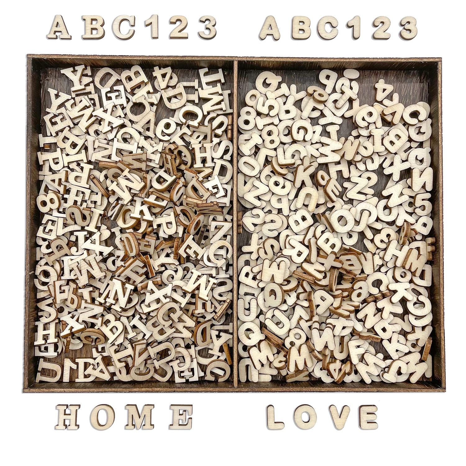 NEW 592 Piece 1/2 Inch Mini Wooden Craft Alphabet Letters