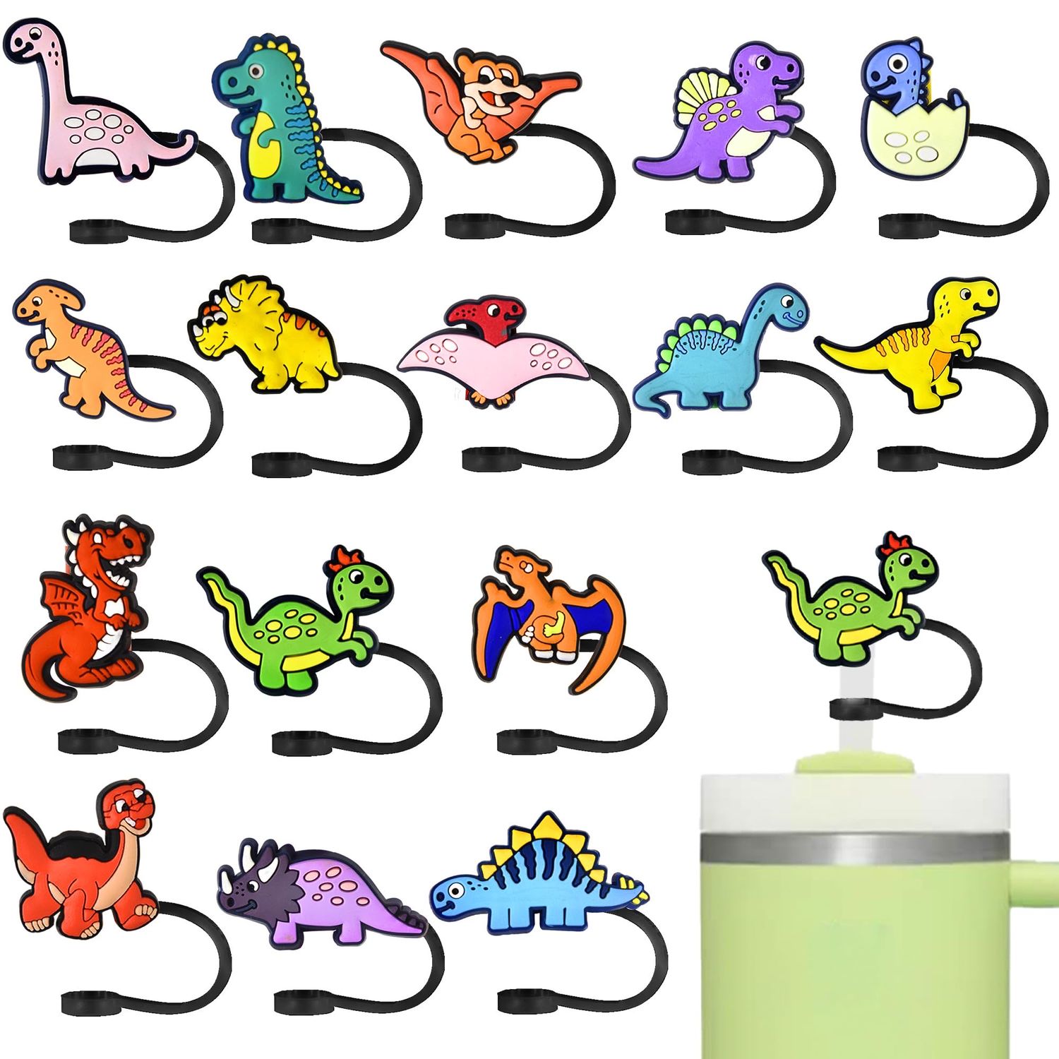 NEW 16 Dinosaur Tumbler Straw Cover Spill Stoppers Stanley