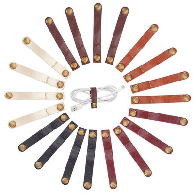 NEW 20 Leather Cord Organizer Cable Straps
