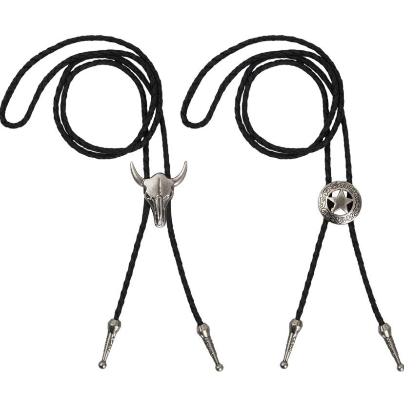 NEW 2 Pack Western Bolo Necklace Tie