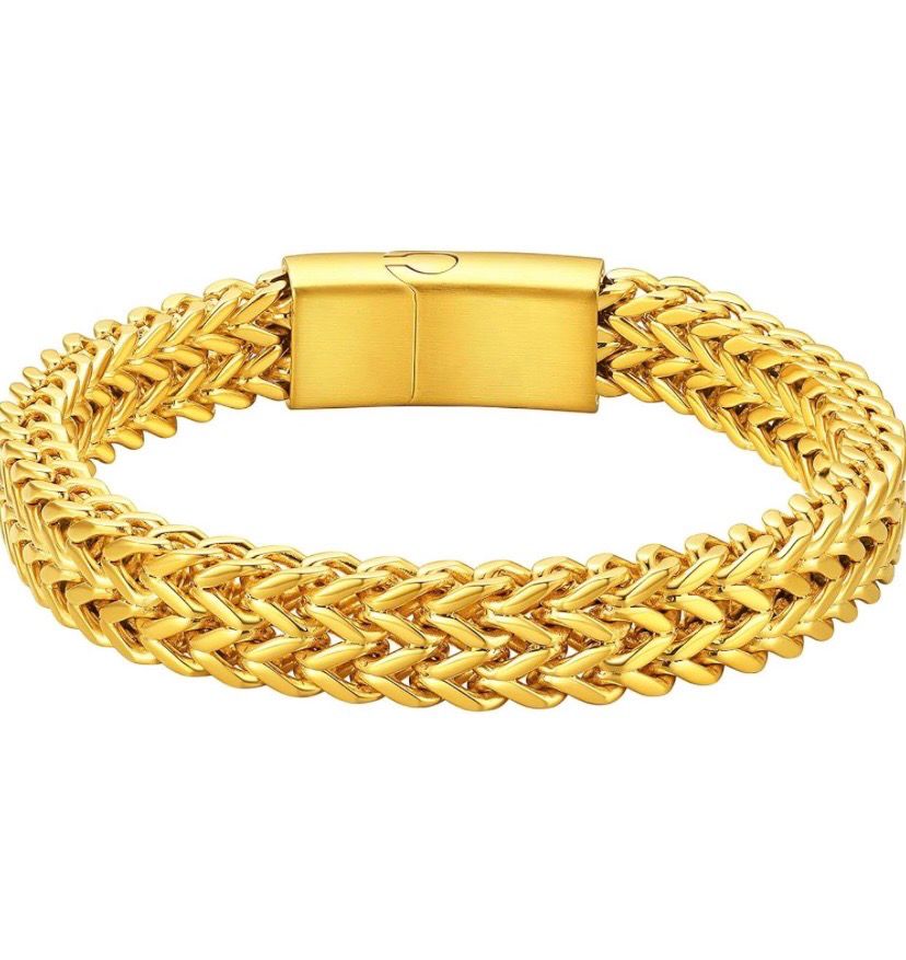 NEW Mens Gold Plated Cuban Link Bracelet Jewelry