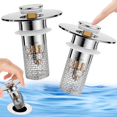 NEW 2 Pack Anti Clog Drain Stopper with Catch