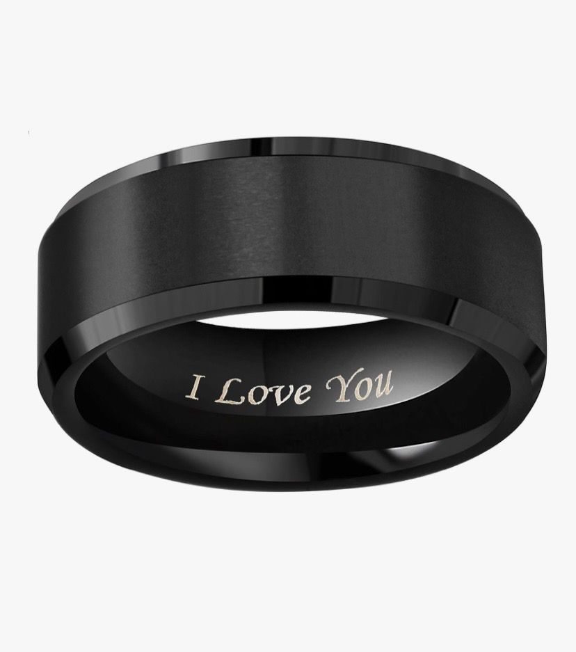 NEW Mens Wedding / Engagement Band Ring Black