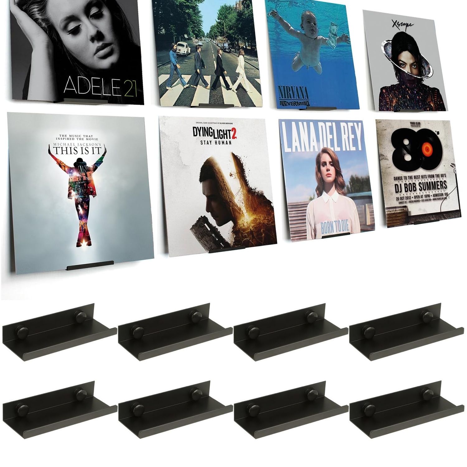 NEW 8 Vinyl Record Wall Mount Display Shelves