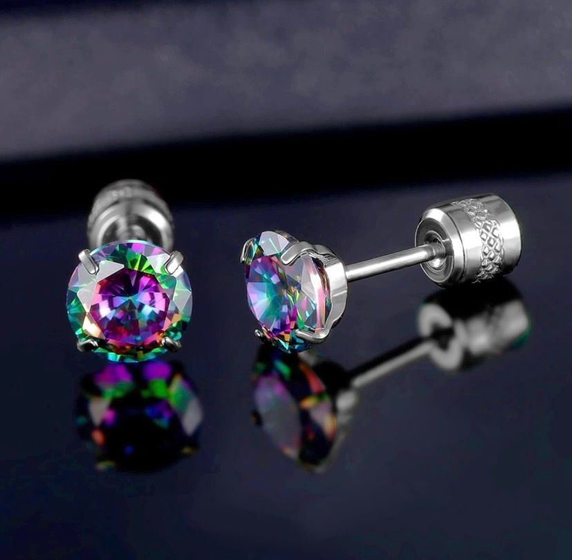 NEW Stainless Steel Zirconia Stud Earrings Jewelry