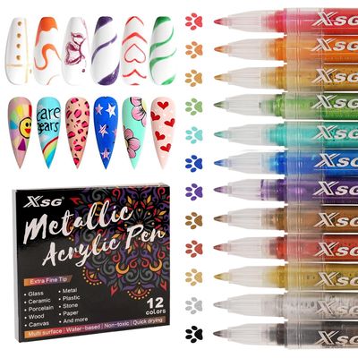 SEALED 12 Pack Metallic Acrylic Paint Marker Pen Art Set