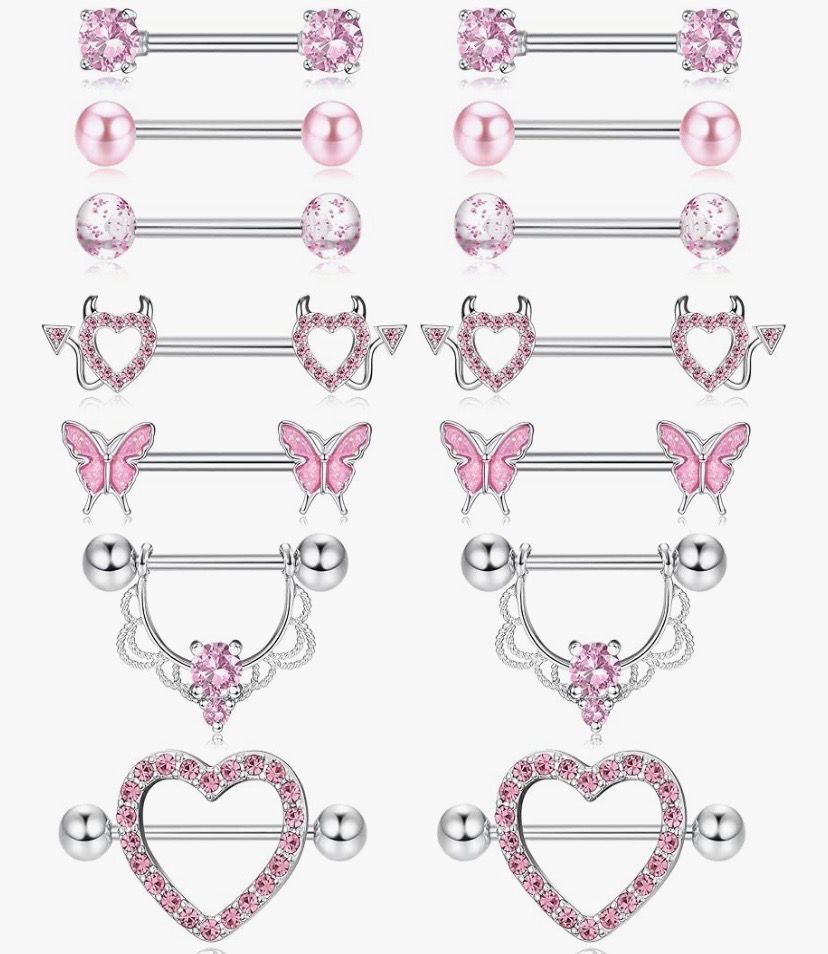 NEW 7 Pack Surgical Steel Body Piercing Jewelry Set