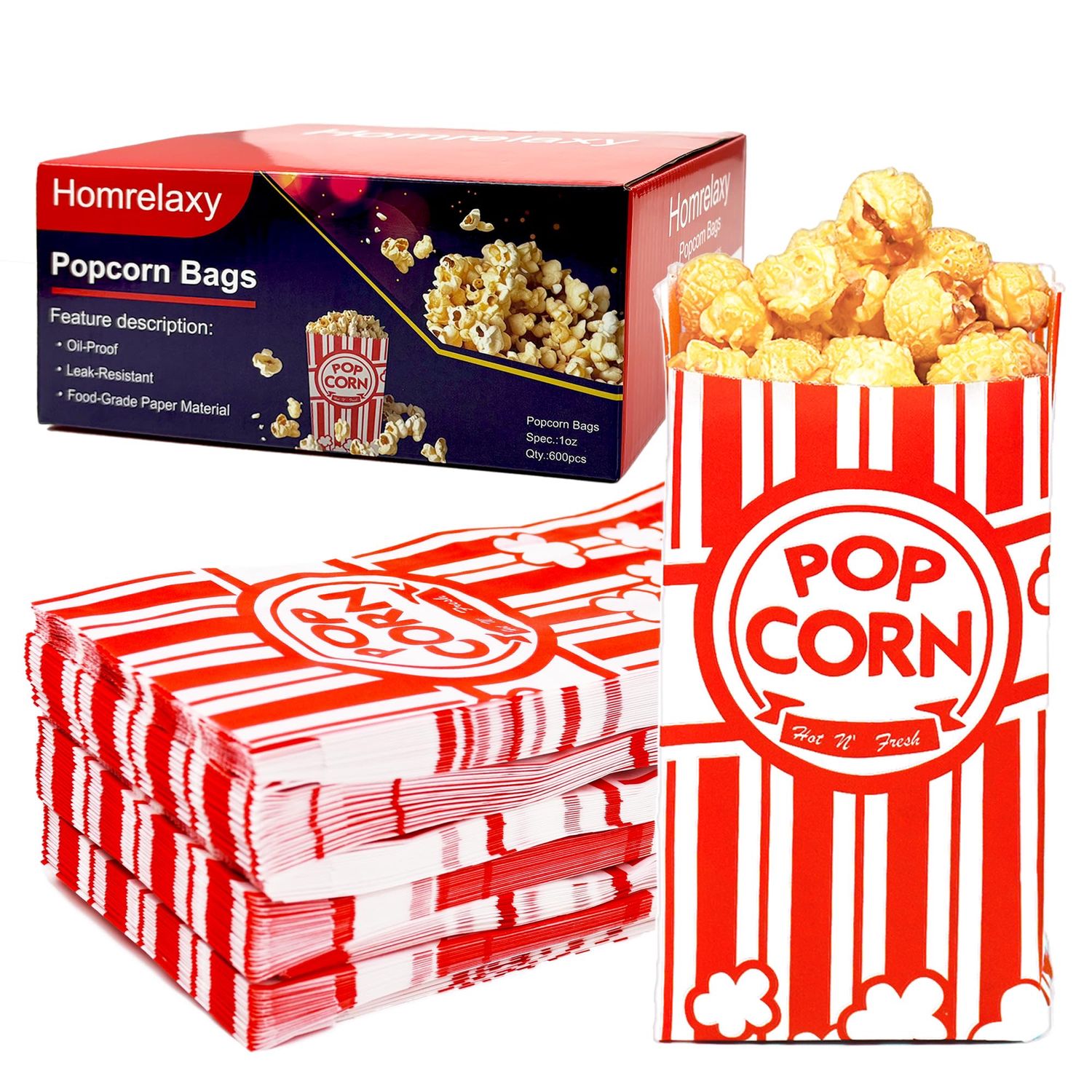 NEW 600 Paper Popcorn Single Serving Bags