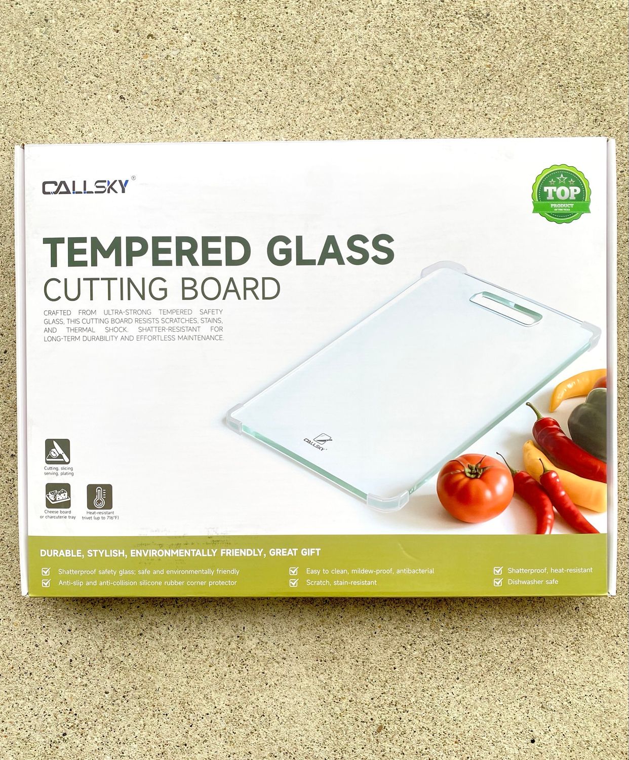 NEW Large Tempered Glass Cutting Board Heat Resistant