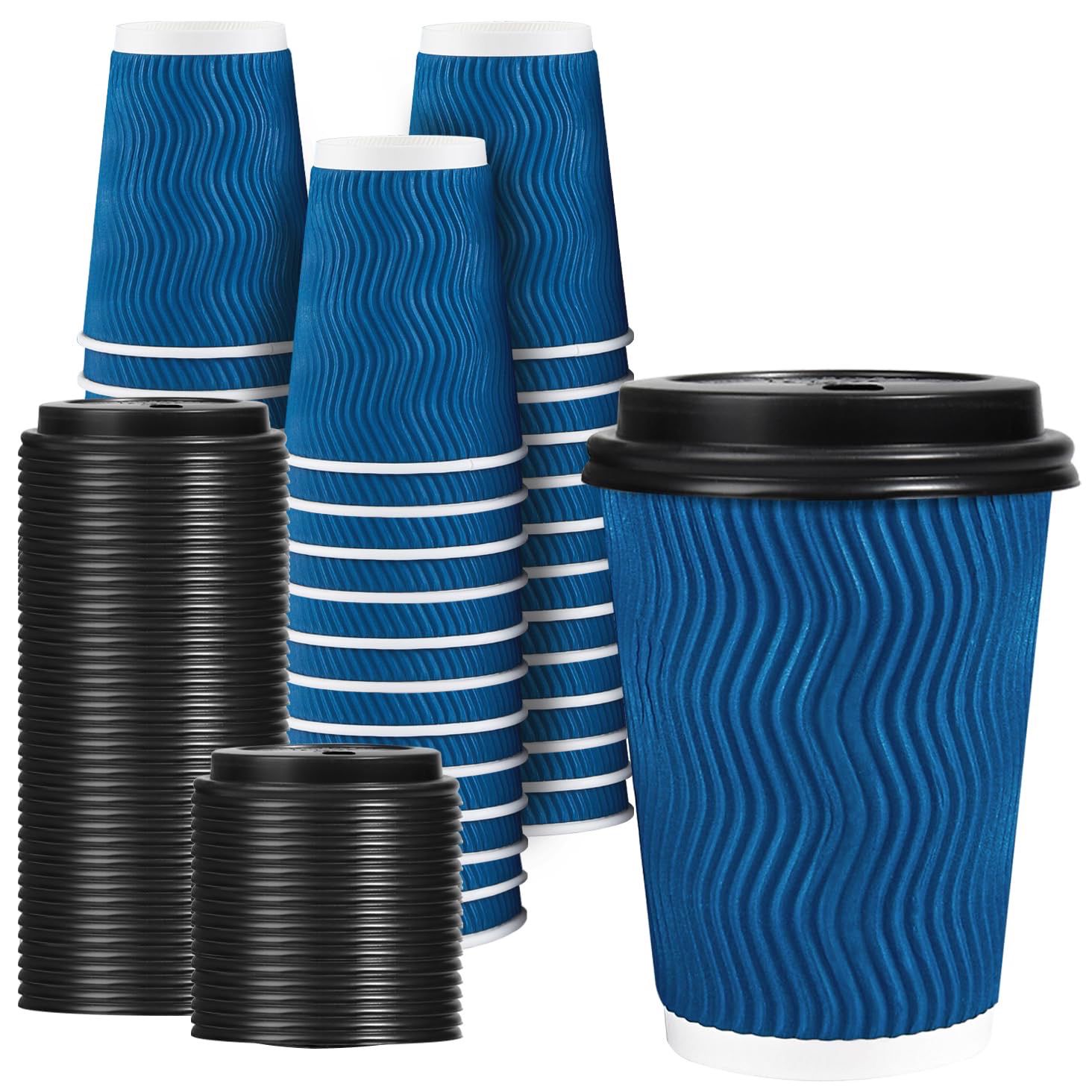 NEW Insulated Disposable Coffee Cups with Lids 50 Pack