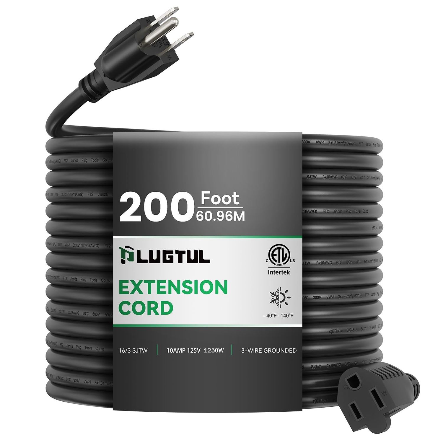 NEW 200ft Heavy Duty Outdoor Extension Cord