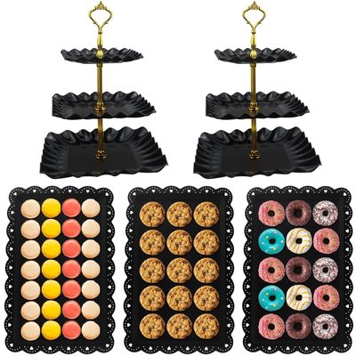 NEW 3 Dessert Table Stands &amp; 6 Platters Display Set