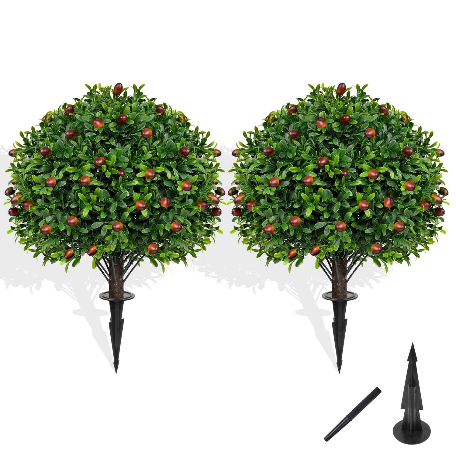NEW 2 Pack Artificial Olive Topiary Tree Shrub Plants