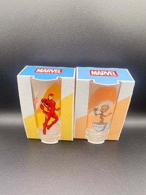 NEW 2 Marvel Collectible Glasses Iron Man &amp; Groot