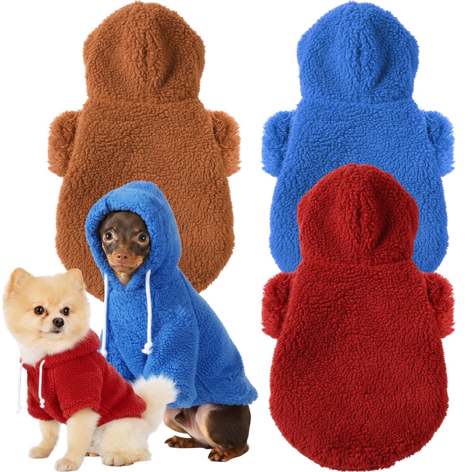 NEW 3 Pack Fuzzy Baggy Dog Hoodie Sweaters