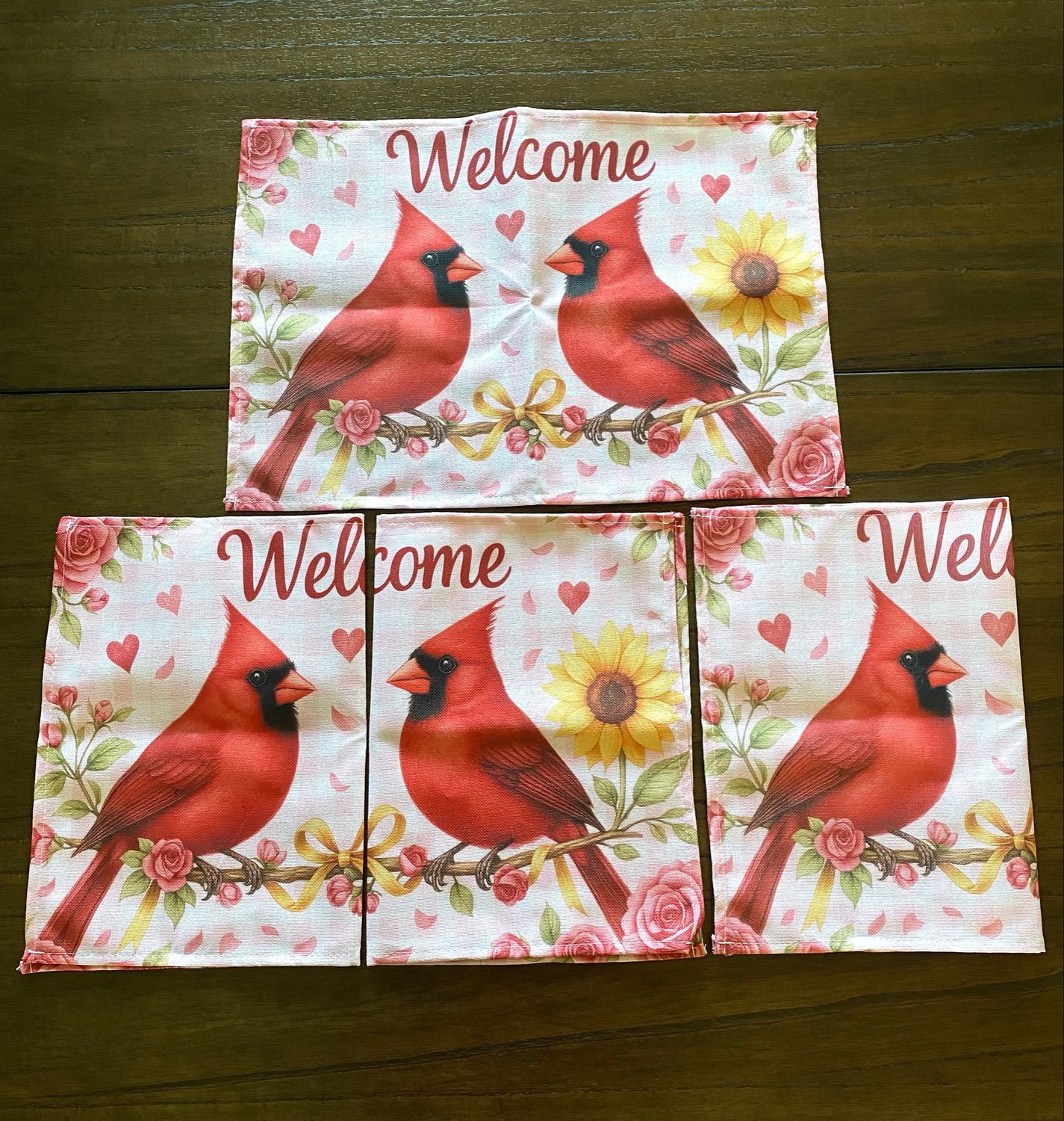 NEW 4 Cardinal Welcome Table Placemats